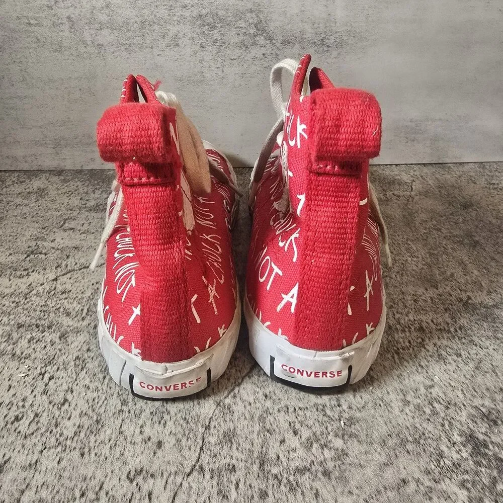 Converse UNT1TL3D High Not A Chuck - Red Youth Sz 3 High Tops Logo Spellout